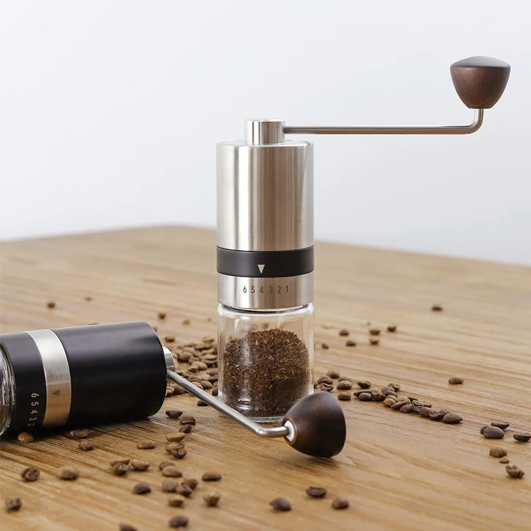 Glass Portable Manual Coffee Grinder Stainless Steel Crank Hand