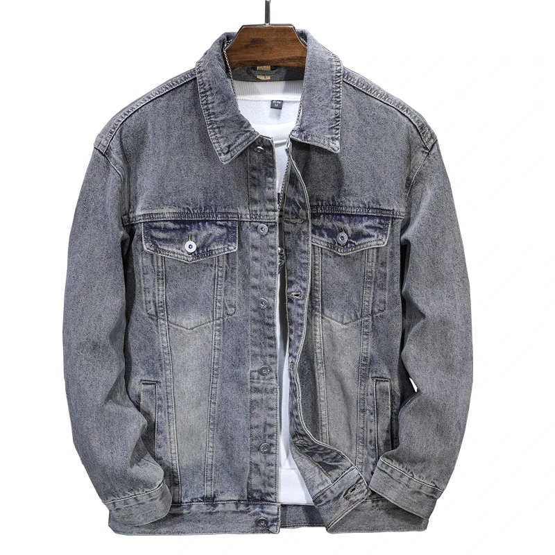 Spring and autumn new styles men's denim jacket Stylish fit teen denim men's clothing Simple casual outdoor jacket
