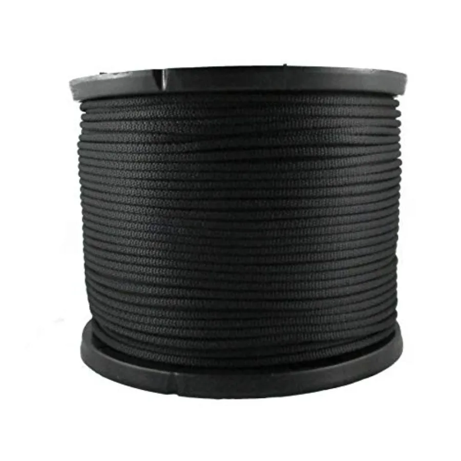 

QNR 1/4" Black Polyester Rope Solid Braid Dacron Utility Rope Low Stretch UV Resistant Industrial Cord