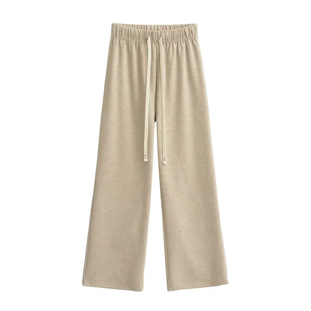 Pantalon décontracté taille haute à jambes larges pour femme, drapé, polyvalent, amincissant, jambes droites, Long, printemps-automne