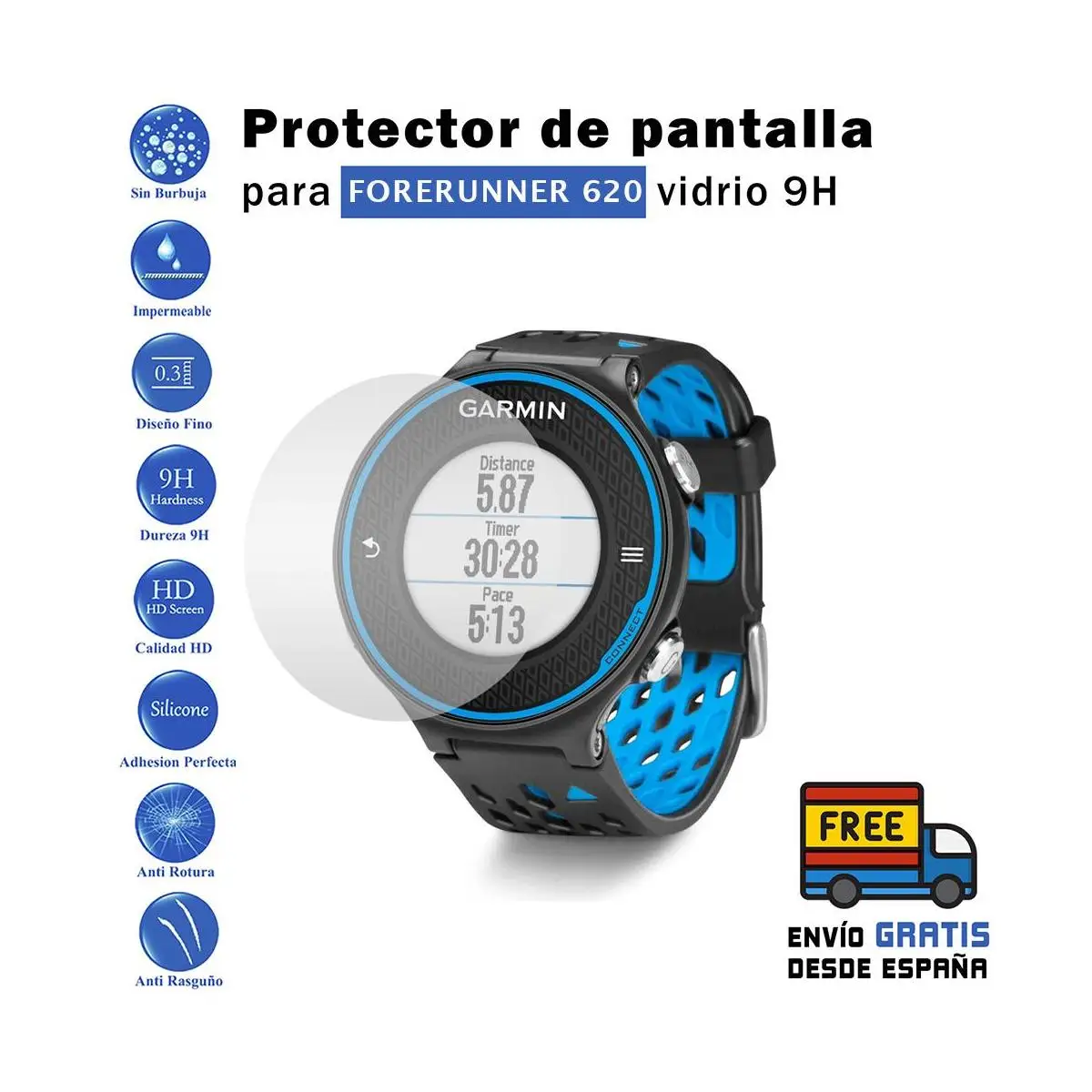 Protector for Garmin Forerunner 620. Tempered glass watch glass