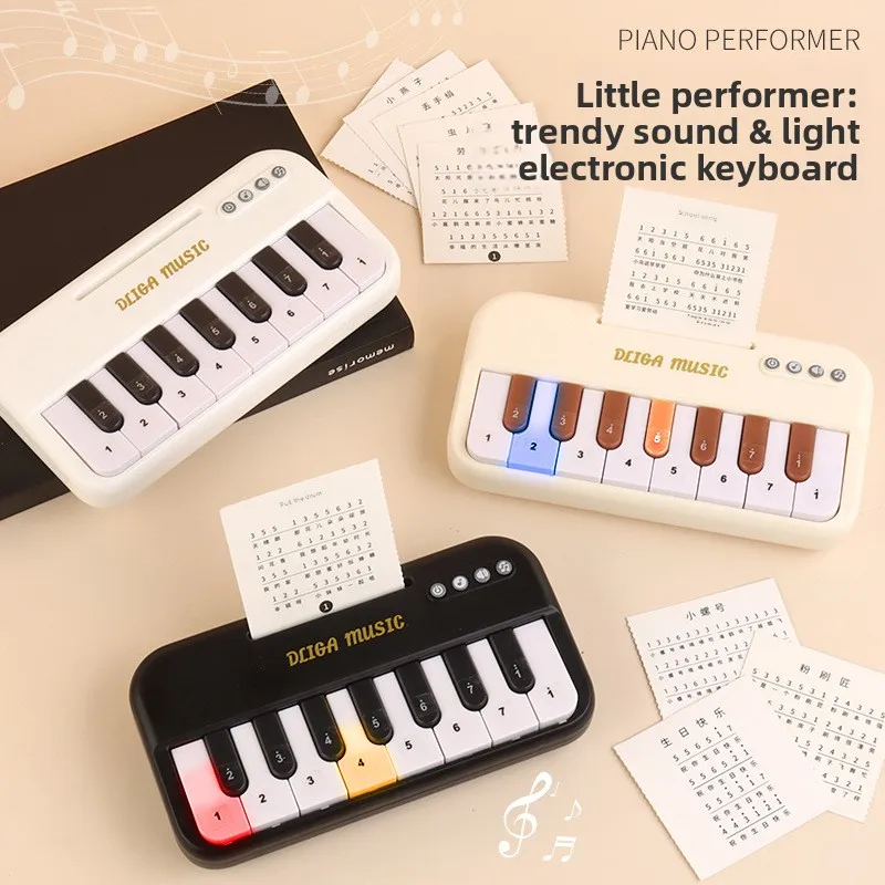 Image of Mini-Elektronisches Keyboard für Kinder, beleuchtete Tasten, Lernmodus, Taschenklavier-Spielzeug für Anfänger, Musikinstrument-Geschenk für Kinder