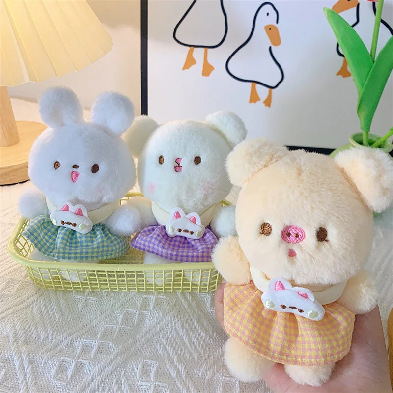 

new Cute skirt Little Bear Little Rabbit Plush Doll Children's gift backpack Mobile phone keychain pendant soft Soothing Doll