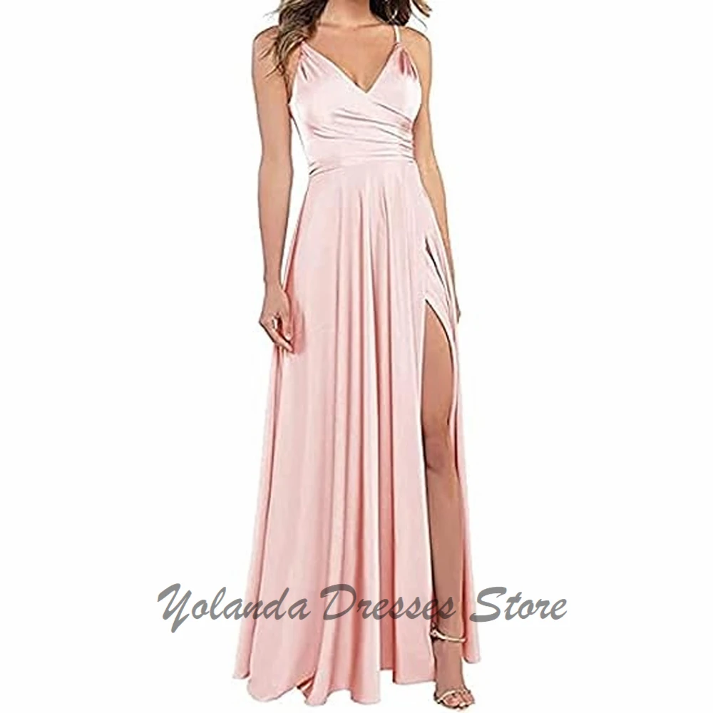 Customized Spaghetti Straps Mother of The Bride Dresses Front Slit Formal Evening Gown V Neck Wedding Guest Dress Lace Up Back