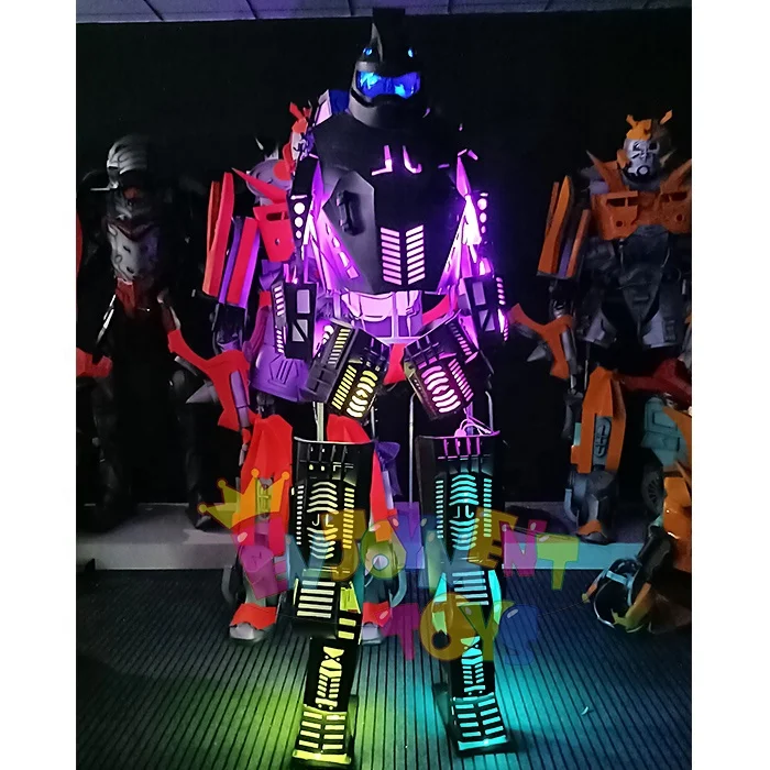 LED Luminous Robot CostumeNew Arrival Led Robot Dance Costume Stilts Walker Adult Luminous Robot Clothing For Nightclub Party At