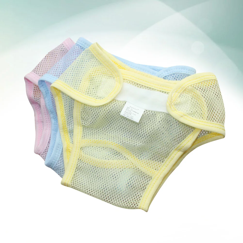 3Pcs 베이비 트레이닝 팬츠 통기성 메쉬 워셔블 변기 아기 재사용 가능한 속옷 네트 기저귀 사이즈 100 핑크