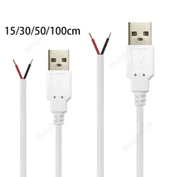 5V USB Connector Wire 2Pin Male 15cm/100cm DIY USB Connect Pigtail Cable For LED Single Color USB Power Strips light lamp