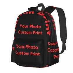 Your Photo Custom Print Backpack Unisex Customized Logo Pattern Backpacks Polyester Pretty School Bags Travel Design Rucksack