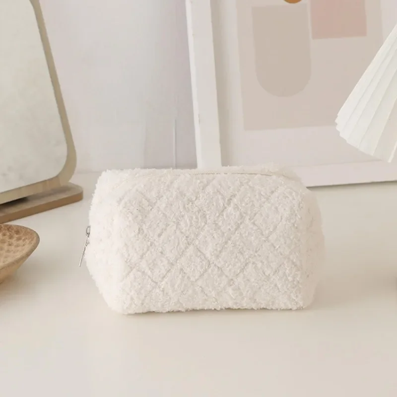 Small Cosmetic Bag Cute Plush Makeup Organizer Pouch Kawaii Pencil Case Bags Travel Coin Purse Household Storage