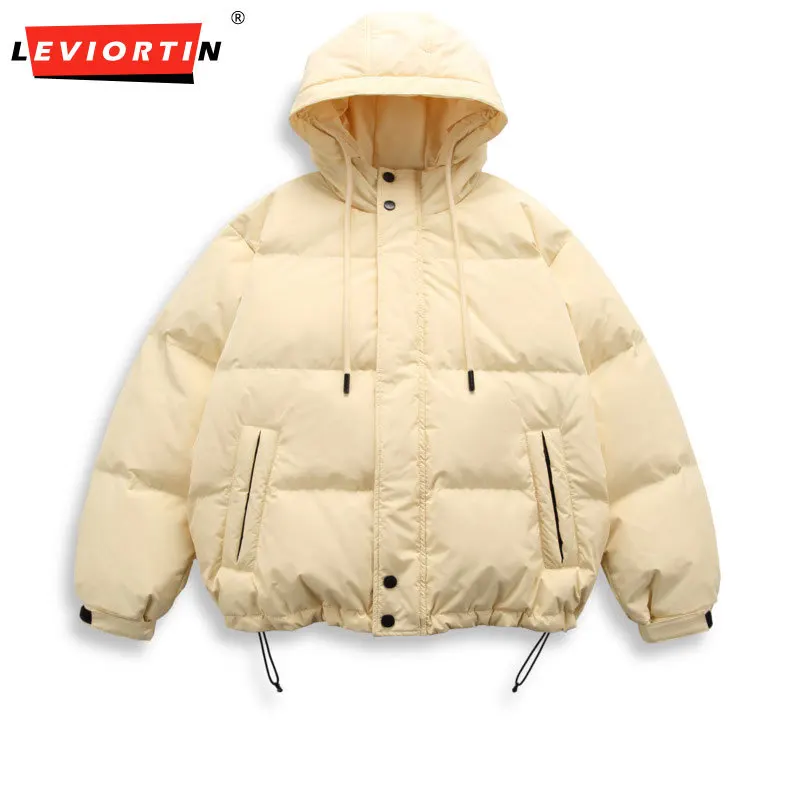 

Зимний модный тренд унисекс, универсальный свободный водонепроницаемый пуховик с толстым капюшоном AMI Basic 90, белый утиный пух