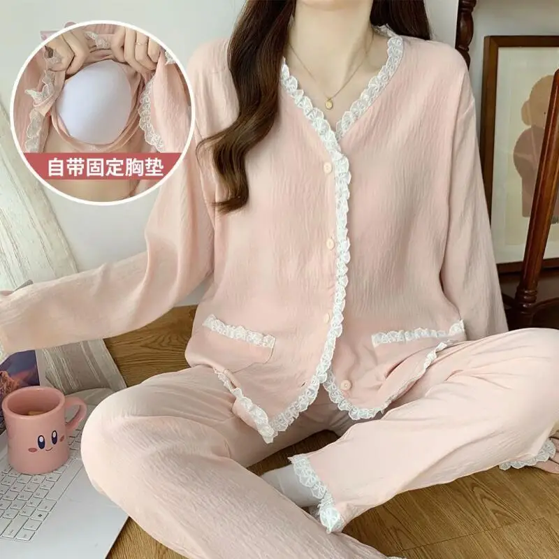 

Женские пижамы, комплект домашней одежды, осенне-зимний женский утепленный кардиган с мягкими чашками, милый свободный теплый домашний костюм, верхняя одежда