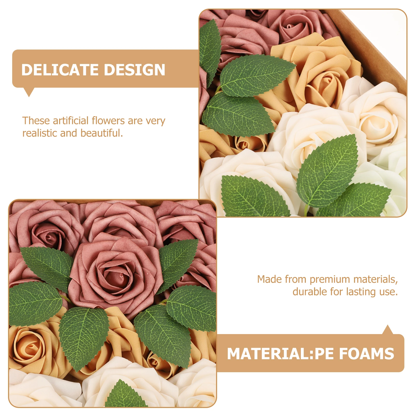

1 Box Artificial Flowers Fake Decor Gift Set Wedding Diy Rose Bouquet Home Decoration Faux Flower Adornment Party Flower Heads