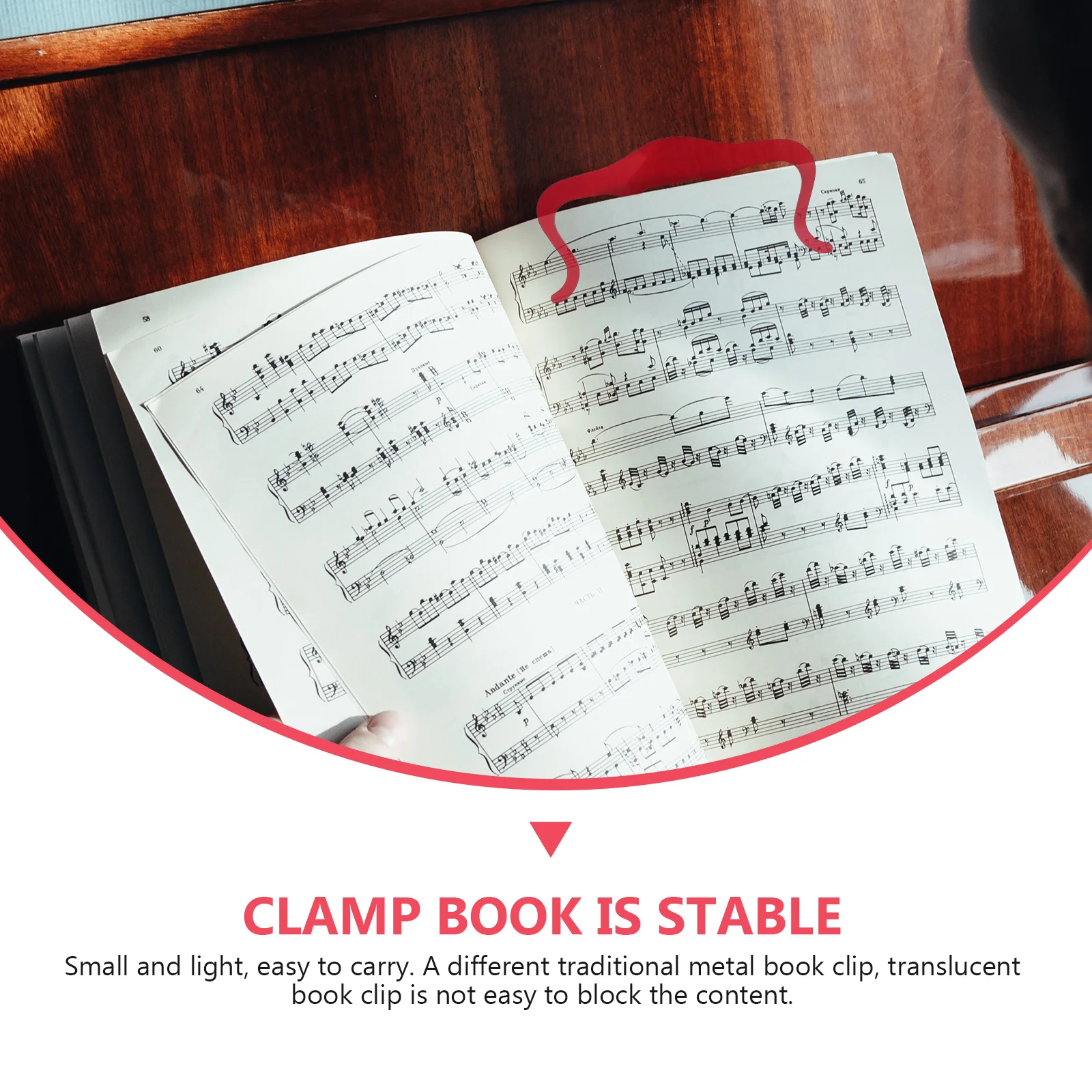 

4 Pcs Acrylic Music Score Clip Lightweight Strong Clamping Sheet Music Holder for Piano Page Clamp Studio