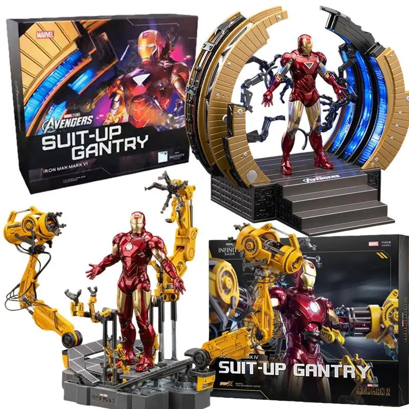 

Original ZD Toys Iron Man WITH SUIT-UP GANTRY LED Circular armor dismantling platform MK6 MK4 Armor Tony Stark Action Model Gift