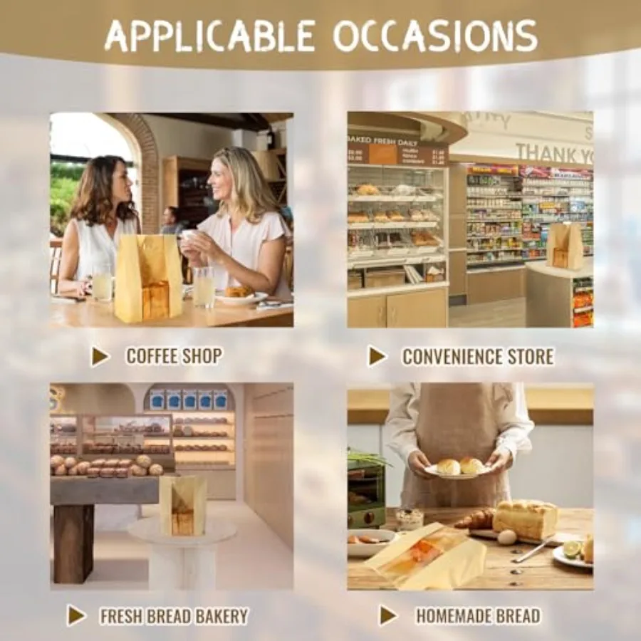 Bread Bags for Homemade Bread 25PCS Paper Sourdough Large Bakery Bags with Window for Baked Food Packaging Storage Gift Giving