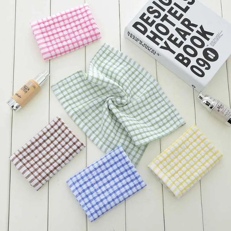 5PCS Cotton Cloth Small Towel Table Cloth Water Absorbing Non Fading Dishwashing Towel Domestic Cleaning Cloth