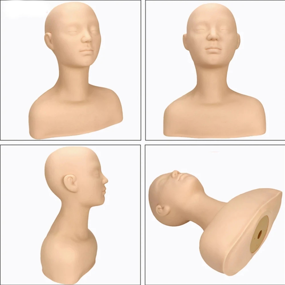 Multi Function Soft Makeup Mannequin Head with Shoulders Massage Silicone Skin Texture Facial Practicing for Salons Cosmetology