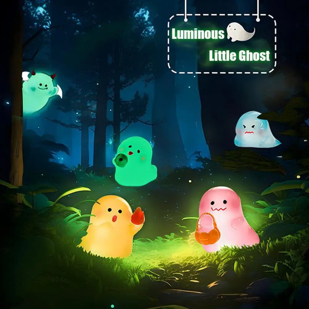 1/6/24/36Pcs Halloween Ghost Figurine Glow-in-the-dark Mini Cartoon Ghost Statue Luminous Miniature Ghost Ornament Desktop Decor