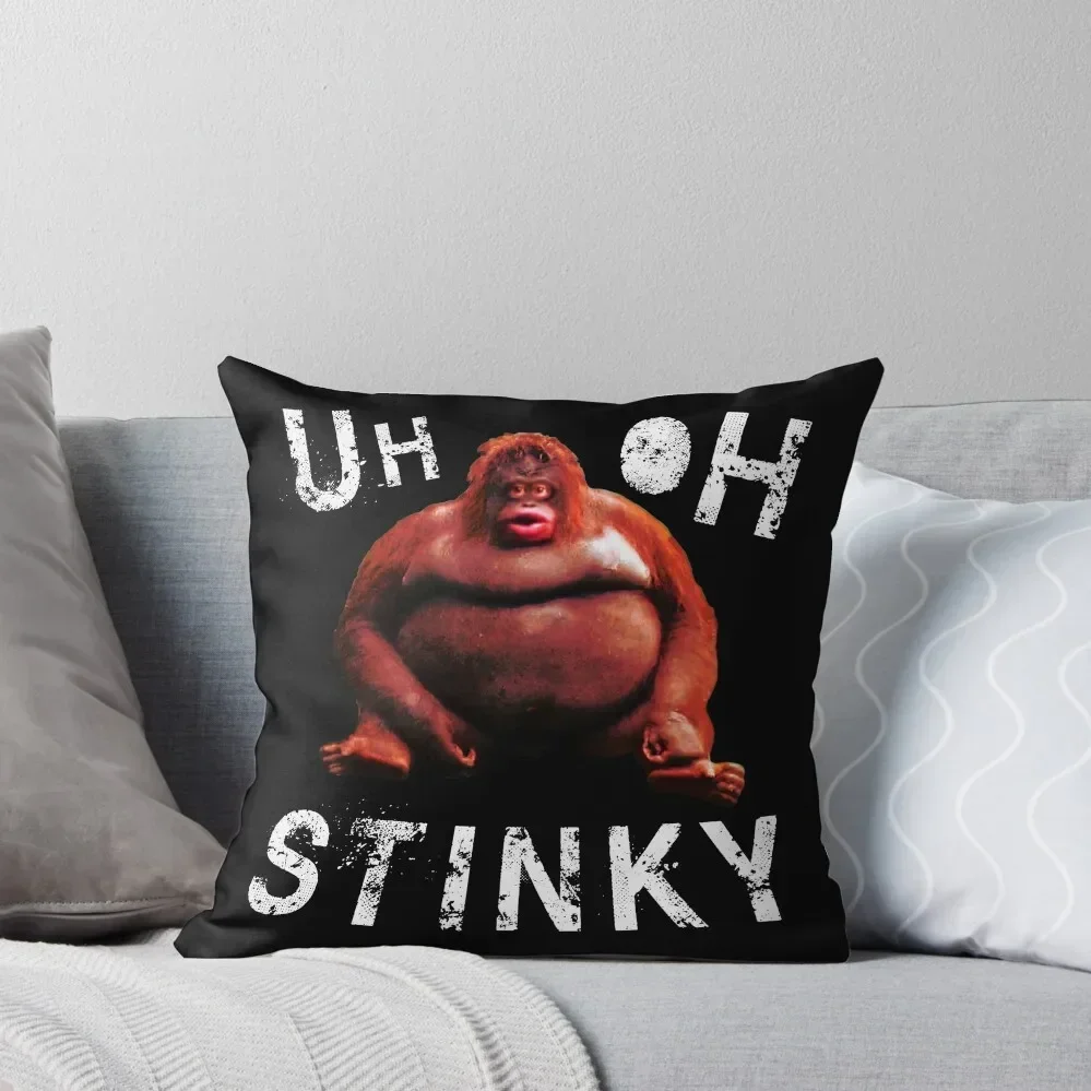 Uh Oh Stinky Le Monke Funny Dank Meme Throw Pillow Ornamental Pillow pillows decor home pillow