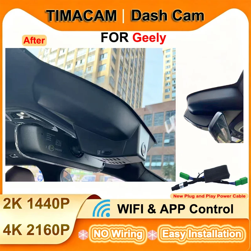 TIMACAM for Geely Xingyue KX11 L 2.0T 2.0TD DCT EVO 2020 2021 2022 2023 2024 2025 2026 Dash Cam 2K 4K Wifi Plug and Play Car DVR