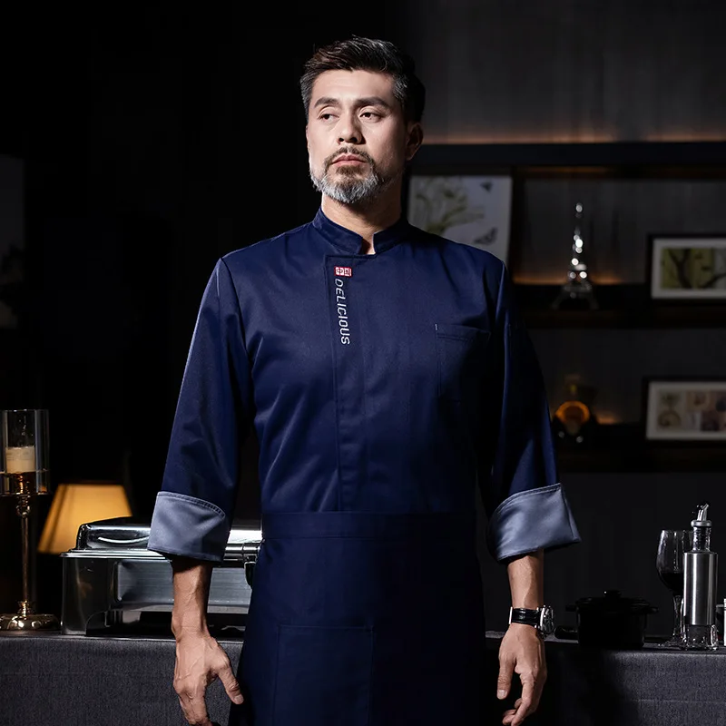 Chef Work Clothes Long Sleeve Autumn Winter Restaurant Kitchen Western Cuisine Kitchen Catering Canteen Baking Cake Bread Clothi