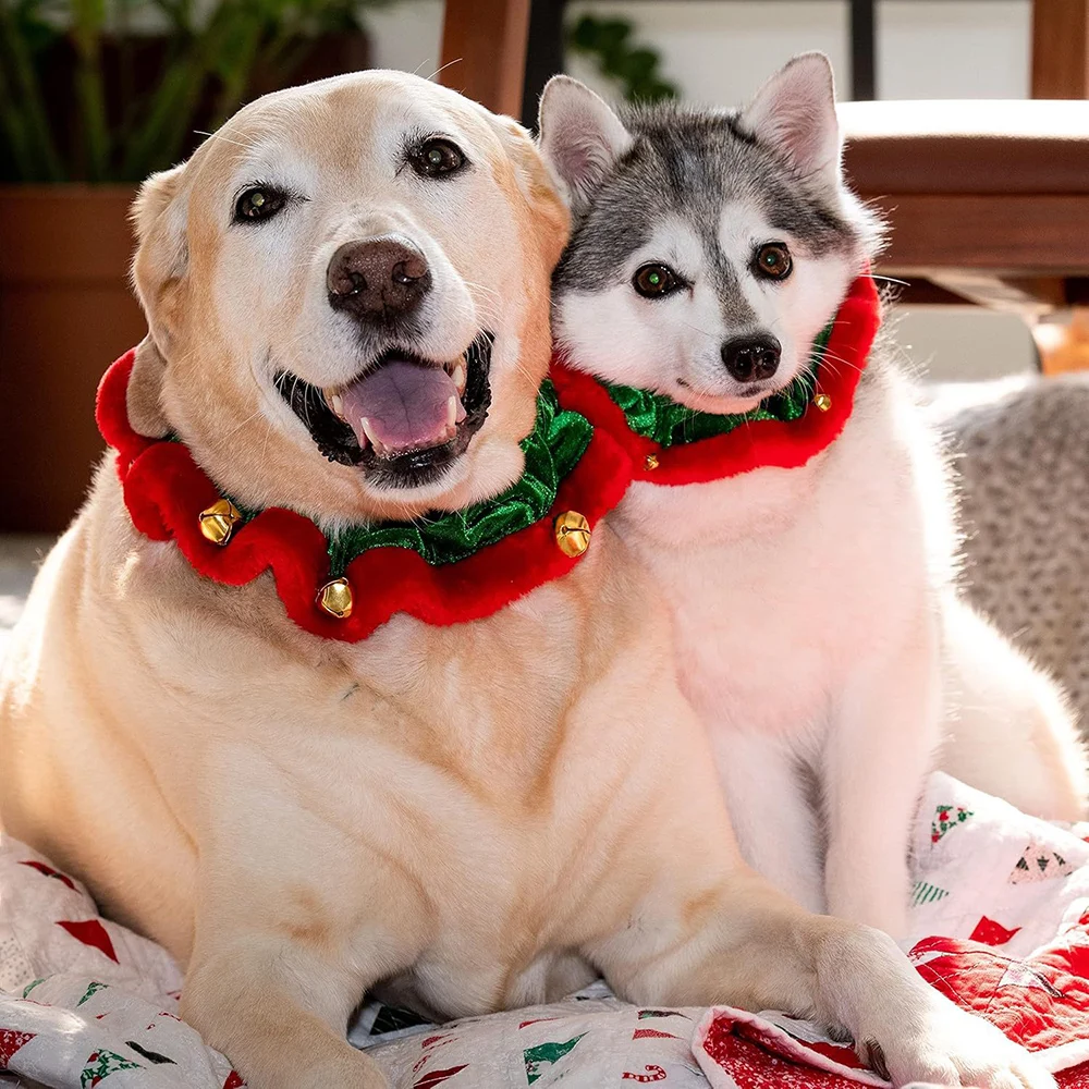 

Christmas Dog Cat Collar Handmade Pet Neckwear Scarf Bandana Pet Gift for Pet Costumes Perfect Accessory Classic Red Green