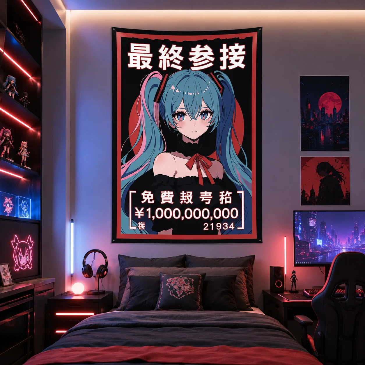 M-Mikus Cyberpunk Style Tapestry – Aesthetic‑style Superhero Wall Decor for Bedroom,House,Room and Living Room Room decorations