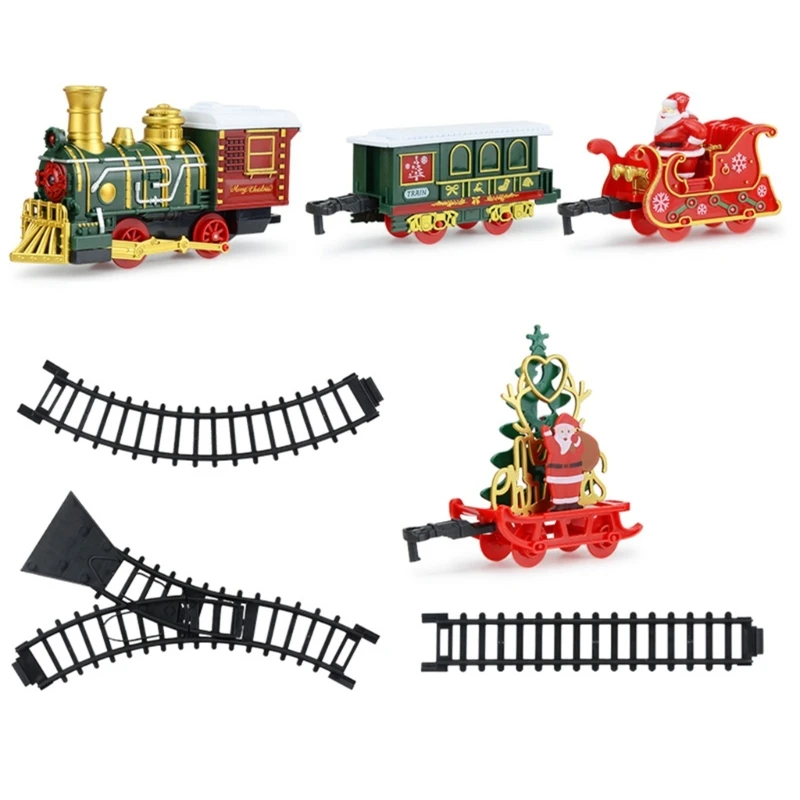 Toddlers Christmas Train and Track Playset Educational Puzzle Toy Electric Train