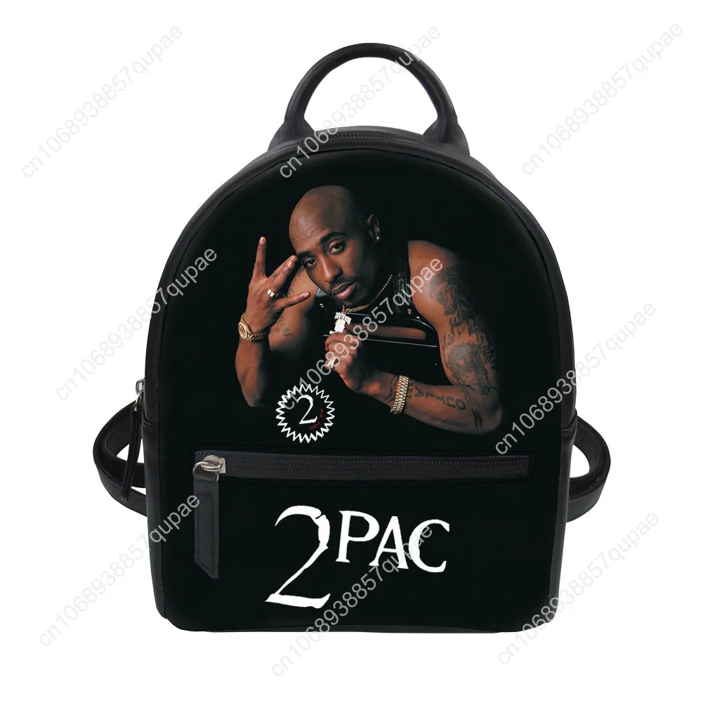 Tupac Rapper 2Pac Custom Backpack Purse Women Hip hop singer Carter Schoolbags Double Shoulder Bag Daypack Leather Travel Bag