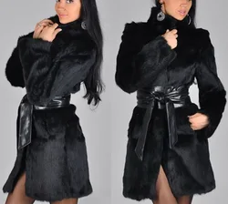 Autumn Winter Women's Clothing Fur Imitation Coat Imitation Fox Fur Coat Long Sleeve Black Fashion