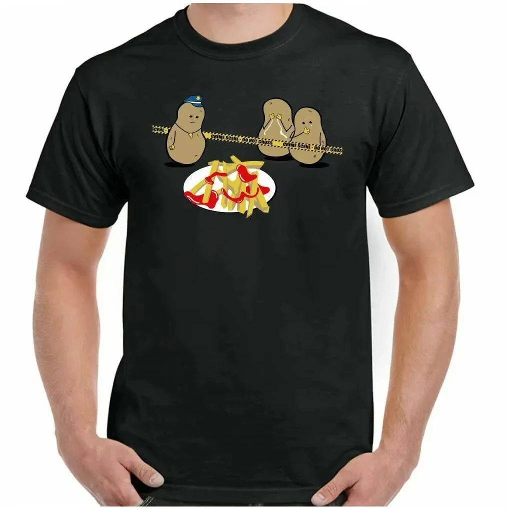 Camiseta divertida con estampado de patatas fritas para hombre, camiseta de gran tamaño con estampado de patatas fritas, comida, barbacoa, chef, cocinero, cumpleaños