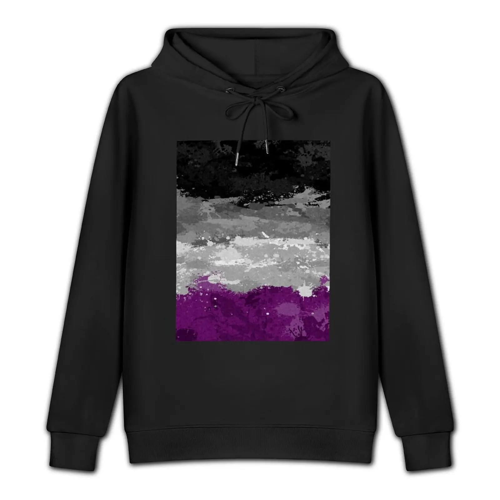 Abstract Paint Splatter Asexual Pride Flag Pattern Pullover Hoodie japanese style hoodies for men high quality