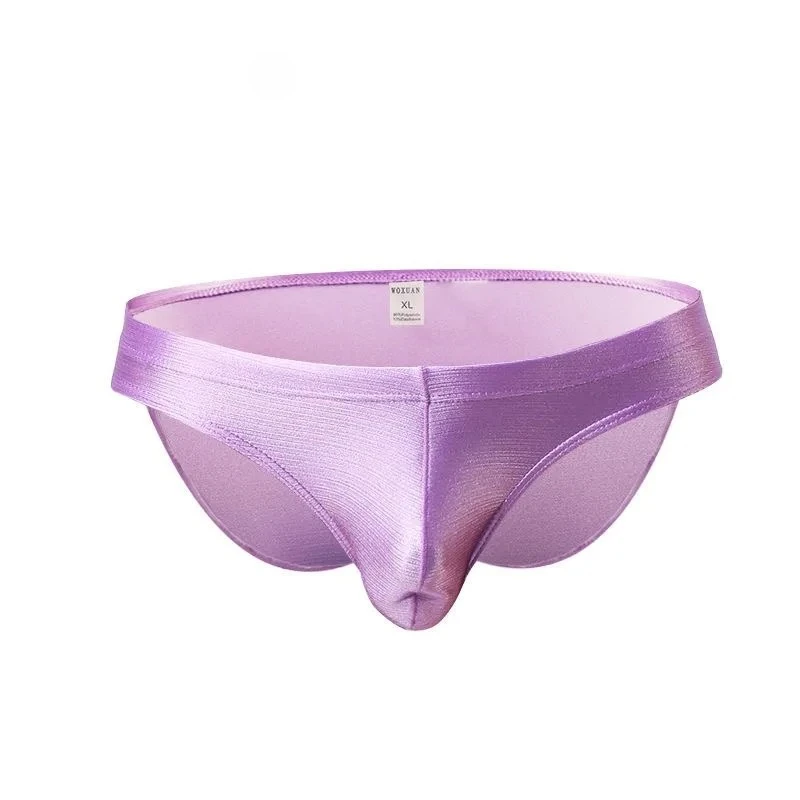 Men's Sexy Brief Underwear Gays Erotic Low Waist U Convex Pouch Bikini Shiny Light Thin Elastic Comfortable Quick Dry Underpants