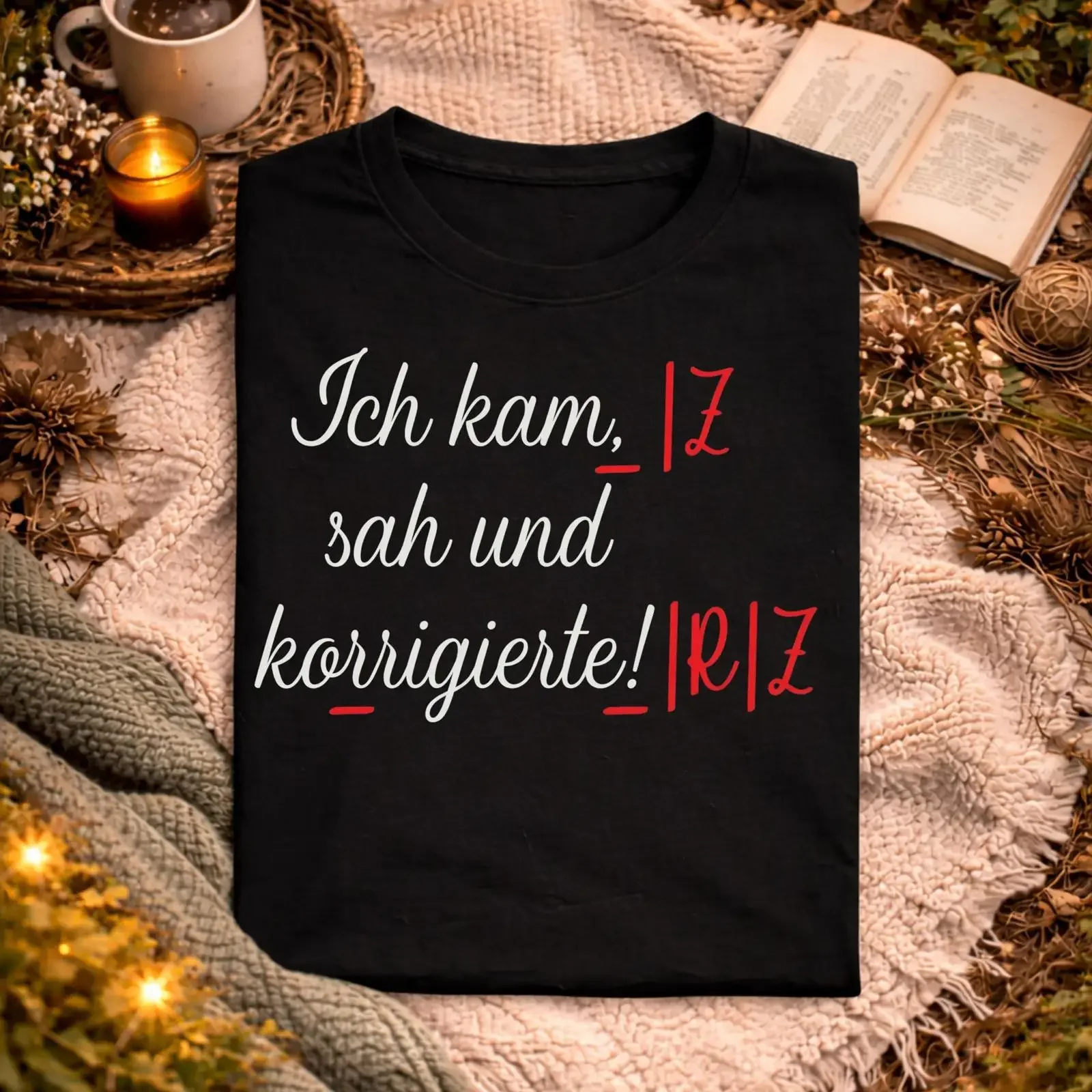 German Teacher Humor I Came Saw Corrected Funny Grading Quote T Shirt for Instructor Teaching Apparel vintage Washed streetwear