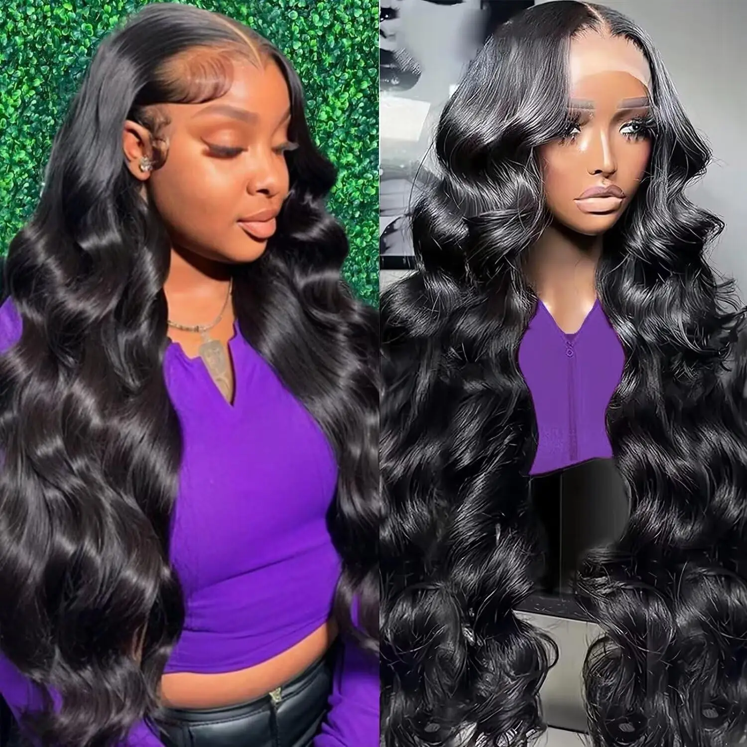 

13x6 Body Wave Human Hair Wigs HD Transparent Lace Frontal Wigs 40 30 Inch Black 13x4 Preplucked Brazilian Hair Wigs for Women