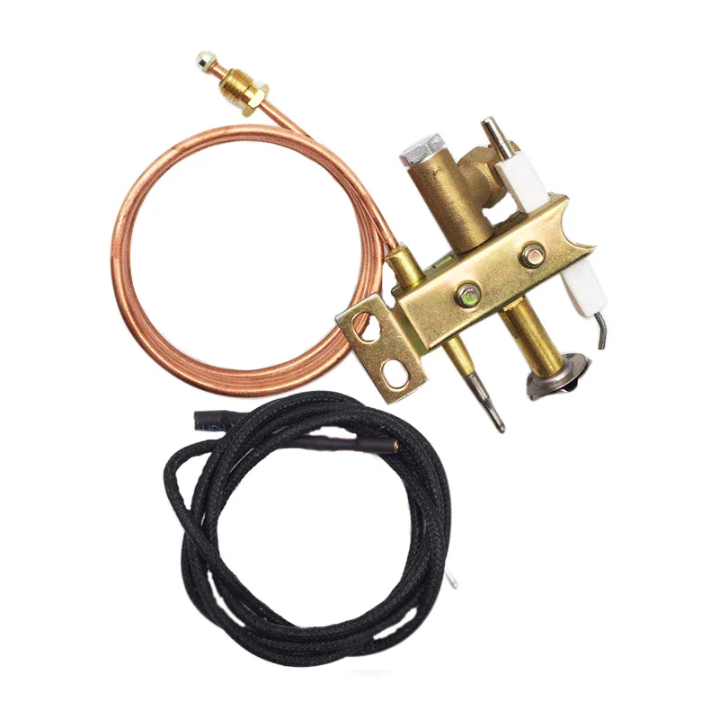 Gas Fryer Universal Pilot Burner with 900mm Piezo Wire and Commercial Range Stove Spare Thermocouple Sensor M9x1 Thread Assembly