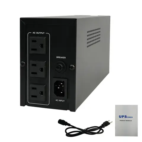 1000VA/600W 120V UPS Power Supply Battery Standby Power with 3 Outlets and LCD Display Surge Protector for Home and Office