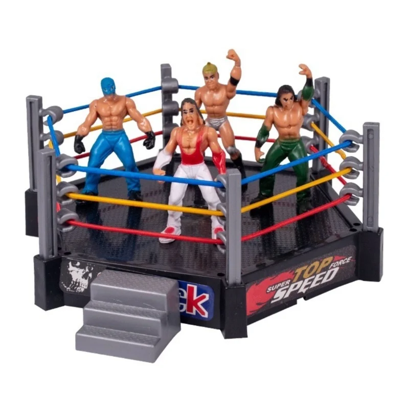 Wrestling Arena Set Doll Scene Model Gladiator Ornament Children's Toy (Doll Random)
