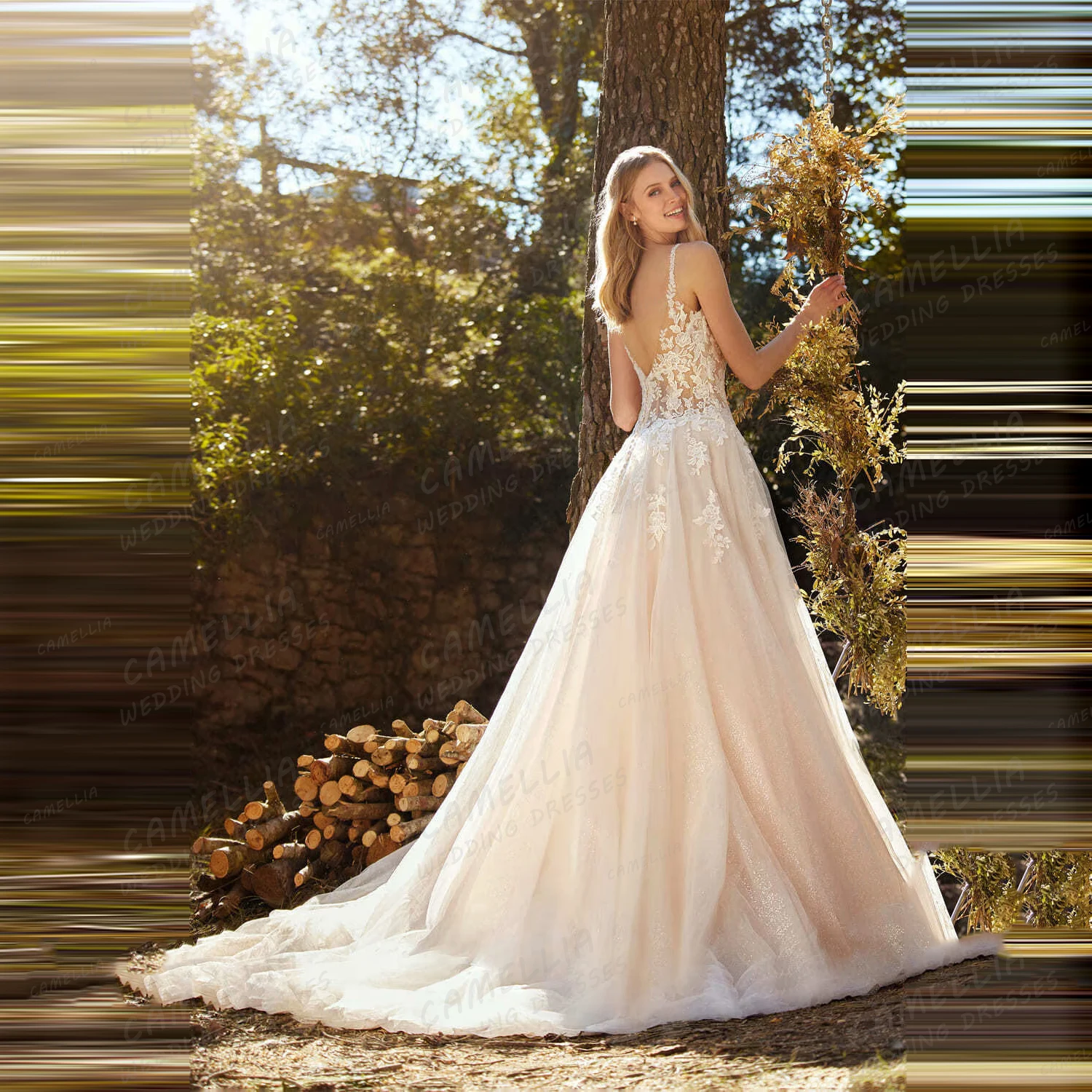 Luxus-Hochzeitskleider für Damen, A-Linie, V-Ausschnitt, ärmellos, sexy Applikationen, Tüll, Brautkleider, sanfte Vestidos de Novia, individuell gestaltet