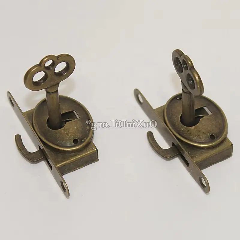 European Antique 10PCS Metal Drawer Cabinet Locks Cupboard Locker Hidden File Cabinet Locks Wood Case Chest Box Dresser Lock+Key