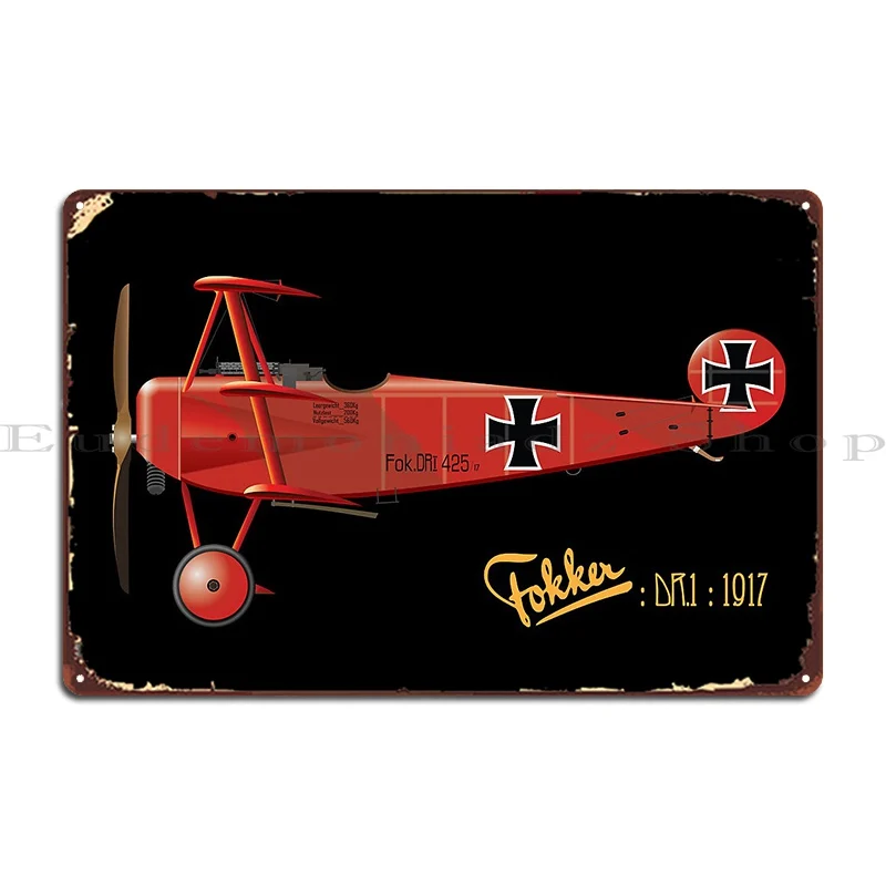 Fokker Dr 1 1917 Metallschild Garage Plaketten Bar Club Rusty Personalisiertes Blechschild Poster