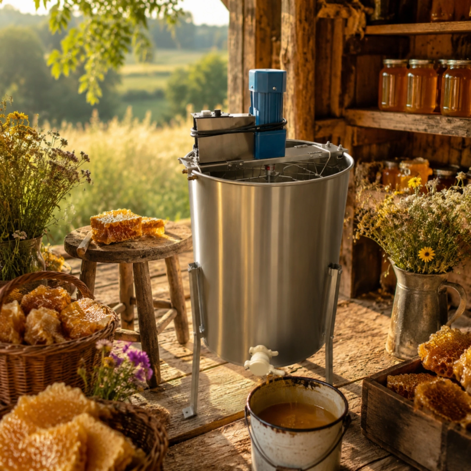 Electric Honey Extractor Stainless Steel Four-Frame Honey Extractor Beekeeping Equipment Efficient Rustproof for Beekeepers view 5
