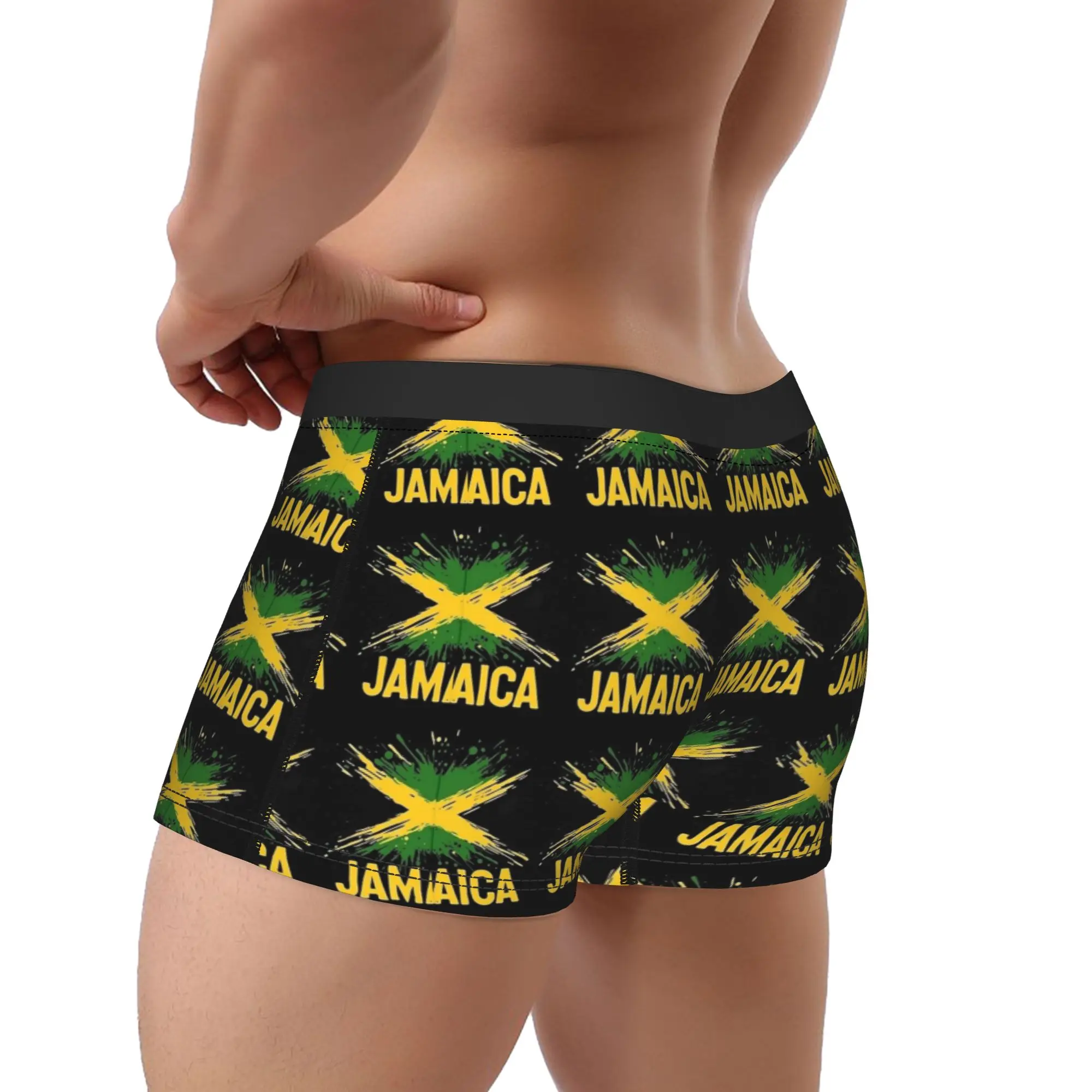Jamaica Pride Flag Retro Vintage Splash Underwear  Funny Underpants Printing Shorts Briefs For Man Pouch Plus Size Trunk