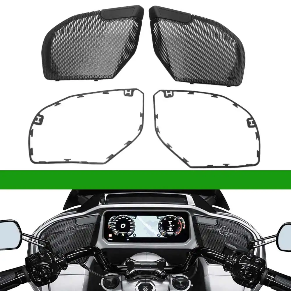 Front Fairing Speaker Grills Mesh Covers Set Easy Installation Premium Material Fit For Harley Front Fairing Speaker Matte Black