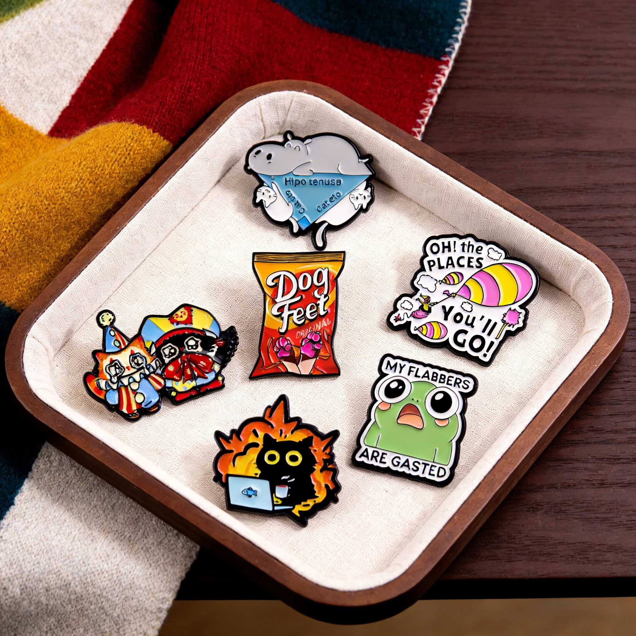 

Black Cat Joker Enamel Pin Frog Potato Chip Dog Paw Brooch Pines Lapel Pins Badge on Backpack Clothing Accessories Jewelry Gifts