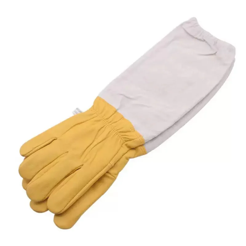 Beekeeping Gloves Canvas Sheepskin Cuff Anti Bee Sting Protective Gloves for Beekeeper Apiary Bee Tools Equipment Supplies