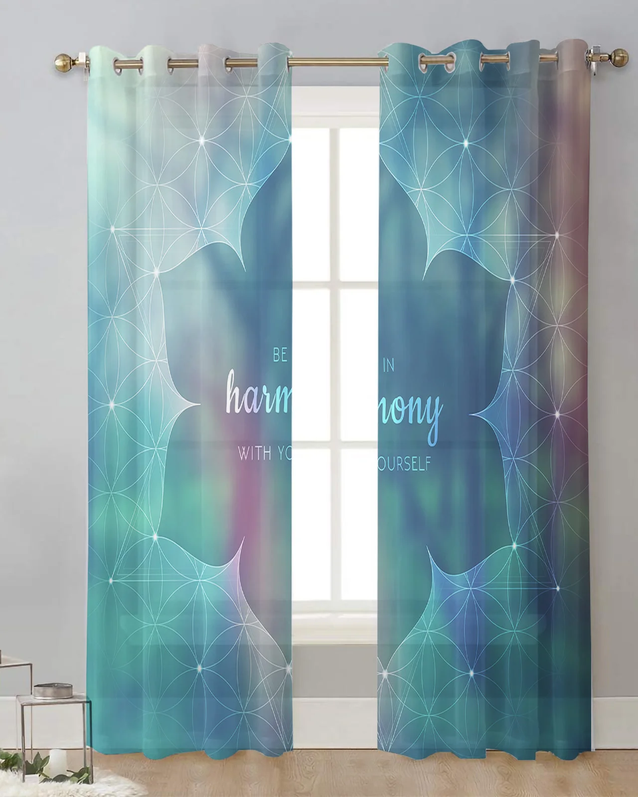 Illusion Flower Gradient Split Texture Curtain Tulle Curtains For Living Room Kitchen Window Treatments Voile Curtains