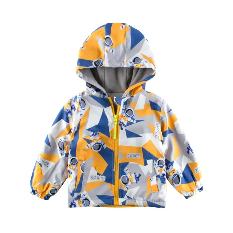 Children's Hooded Zipper Jackets , Autumn Spring Astronauts Patterns Coats For Boys , Kid's Casual Outerwear Clothes H12-1