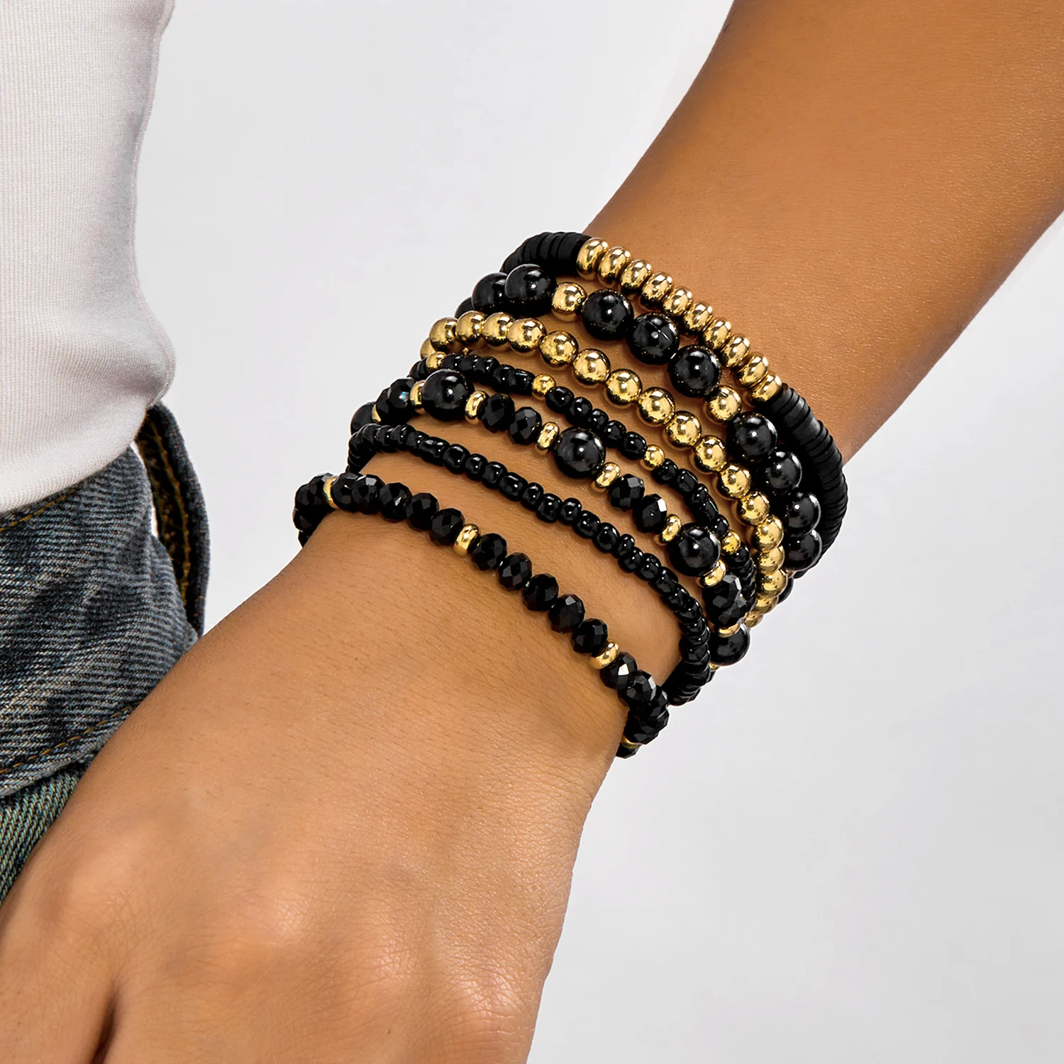 10 teile/satz Bohemian Chic Holz Perlen Mix Armband für Frauen Exquisite Kristall Kies Armbänder Freundschaft Schmuck Geschenke