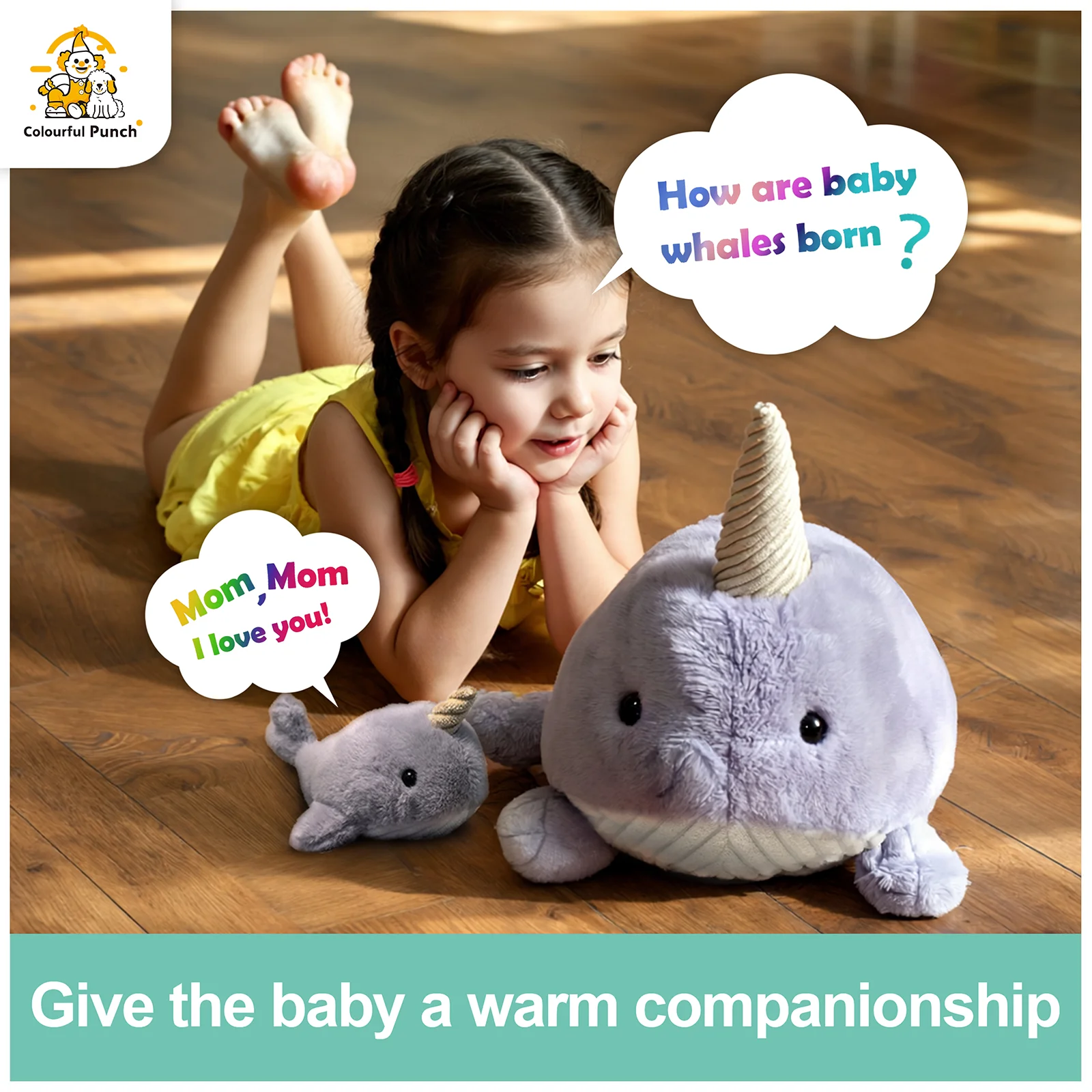 ユニコーンクジラの癒し人形、乳幼児や幼児向けのインタラクティブな仲間のおもちゃ